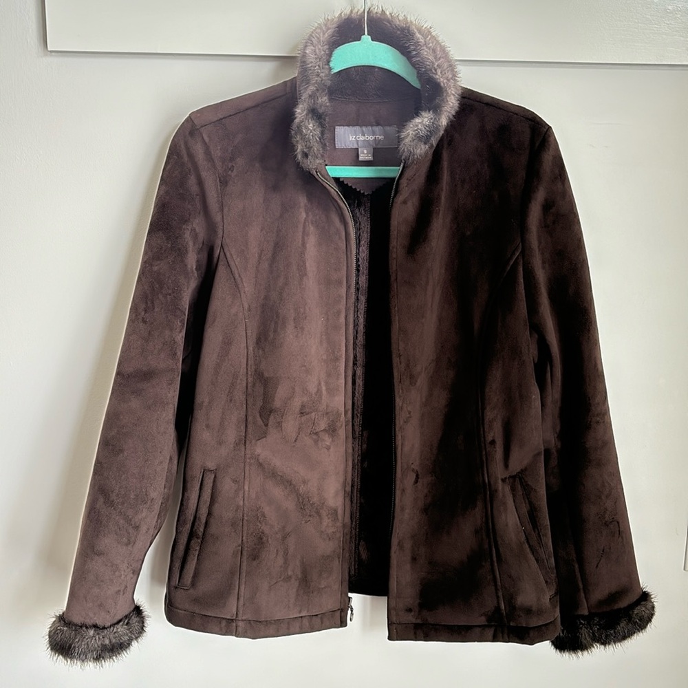 Liz Claiborne faux fur trim jacket size S - Picture 1 of 8